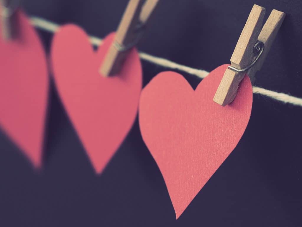 hearts on a clothesline