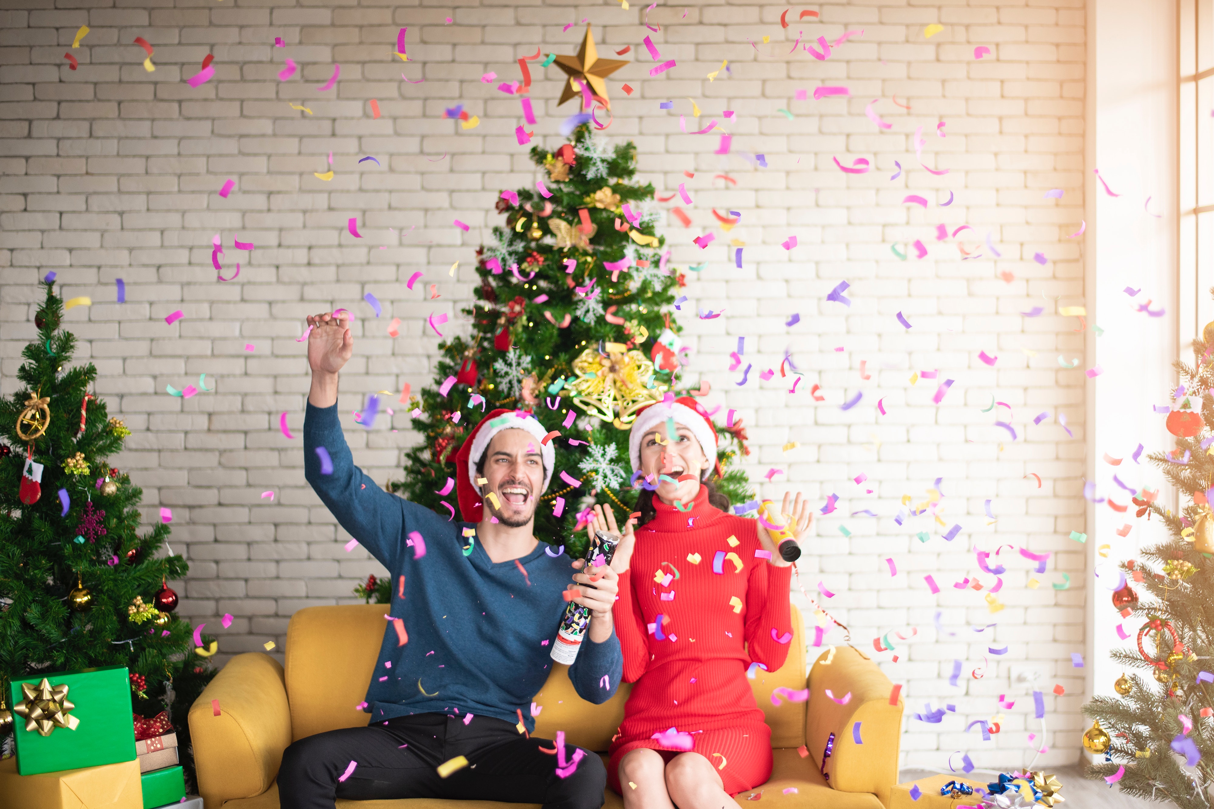 couple celebrating christmas
